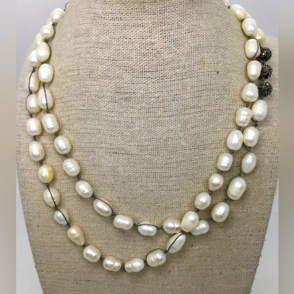 Lucky Brand Ringed Pearl Beaded Necklace 35"
